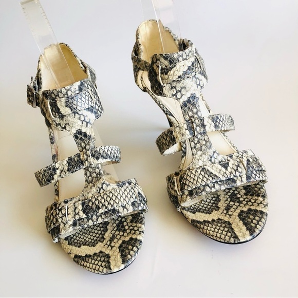 Via Spiga Hilda Snake Embossed T-Strap Sandal - Picture 3 of 14
